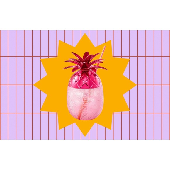 Dunkin Donuts Other - Dunkin' Pink Pineapple Tumbler Cup w/ Straw, Coffee & Tea Theme